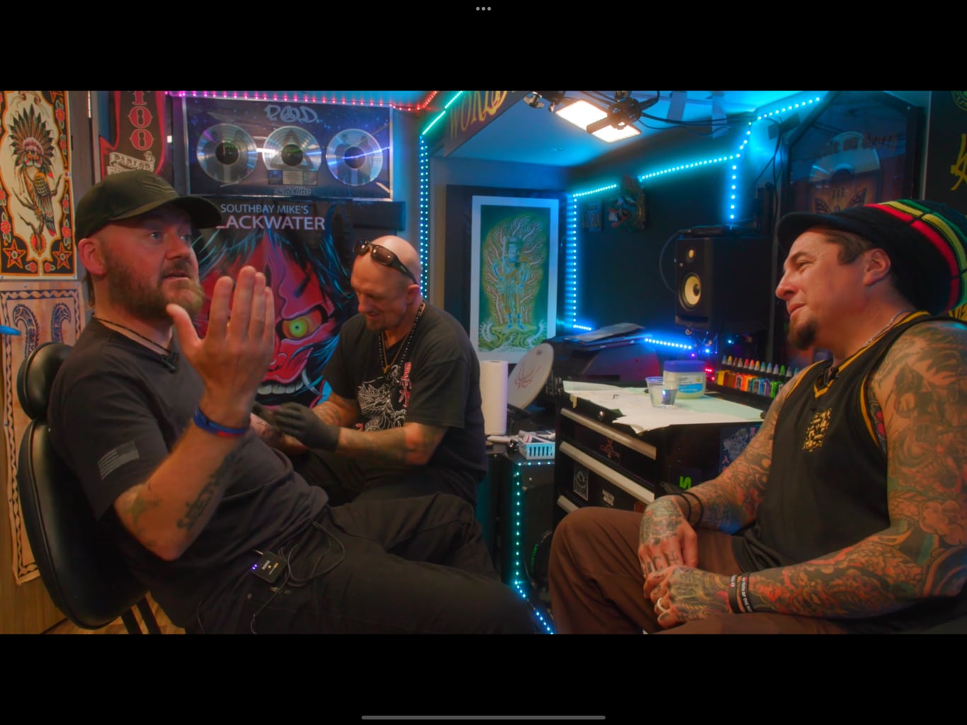 Recording studio podcast session